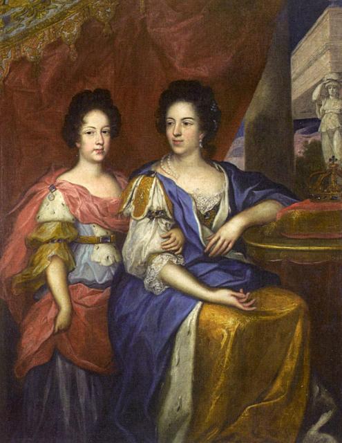 Portrait of Maria Kazimiera with her daughter Teresa Kunegunda by Jerzy Siemiginowski-Eleuter, hand-painted oil reproduction
