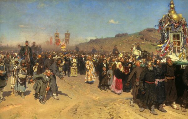 Easter Procession in the Region of Kursk by Ilya Repin, hand-painted oil painting reproduction