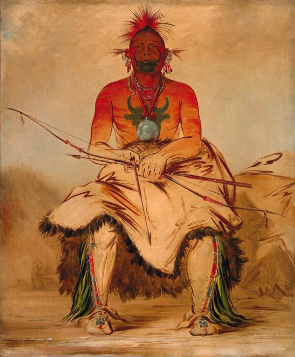 La doo ke a, Buffalo Bull, a Grand Pawnee Warrior by George Catlin, hand-painted oil painting reproduction