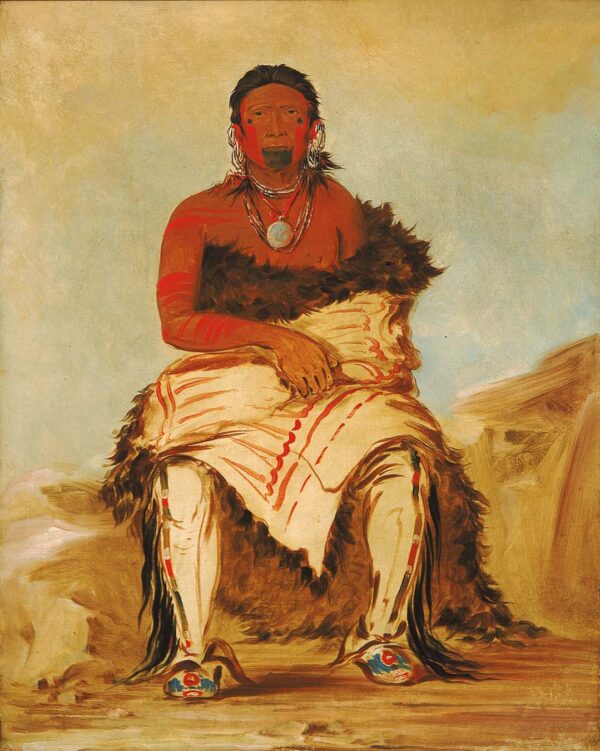 La shah le staw hix, Man Chief, a Republican Pawnee by George Catlin, hand-painted oil reproduction