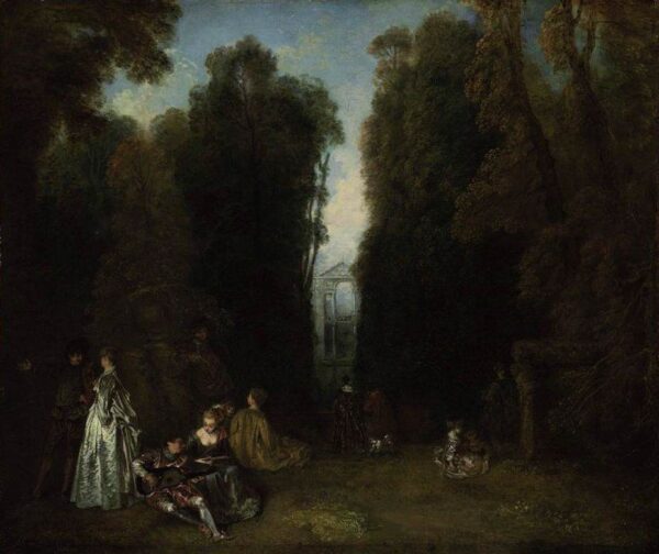La Perspective (View through the Trees in the Park of Pierre Crozat) by Antoine Watteau, hand-painted oil painting reproduction