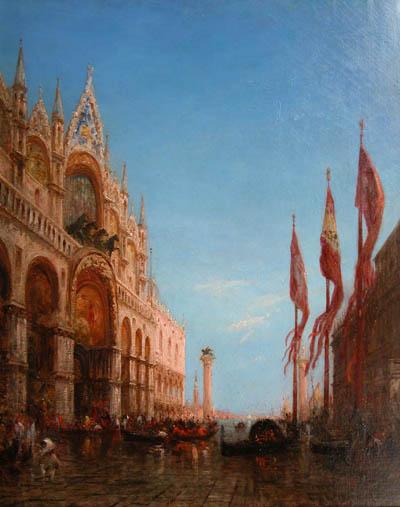 La Place St. Marc Inondee by Félix Ziem, hand-painted oil reproduction