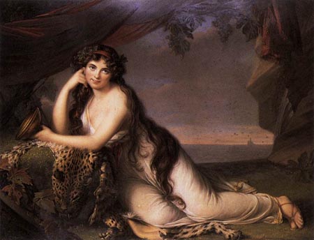 Lady Hamilton as a Bacchante 1803 by Henry Bone, hand-painted oil reproduction