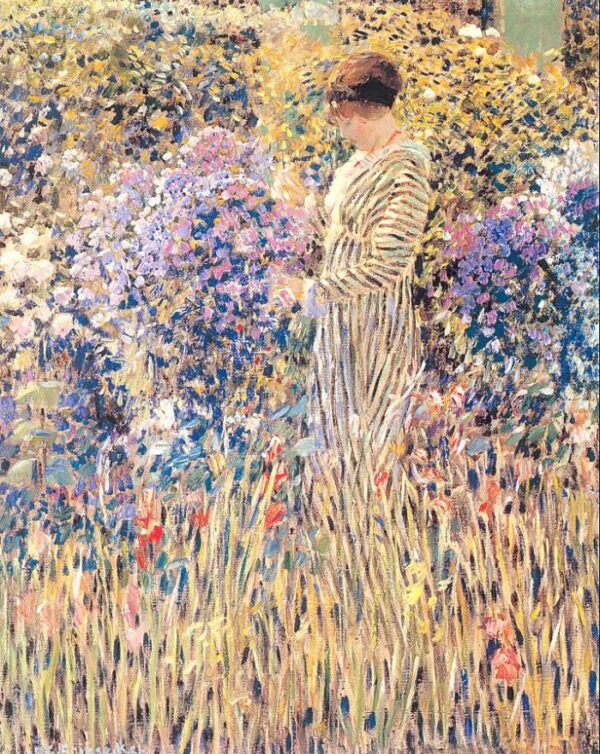 Lady In A Garden by Frederick Carl Frieseke, hand-painted oil painting reproduction