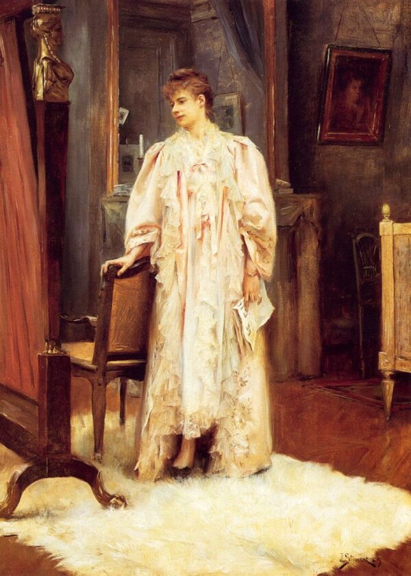 Lady In Her Boudoir by Julius LeBlanc Stewart, hand-painted oil painting reproduction