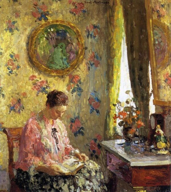 Lady Reading by Gari Melchers, hand-painted oil painting reproduction