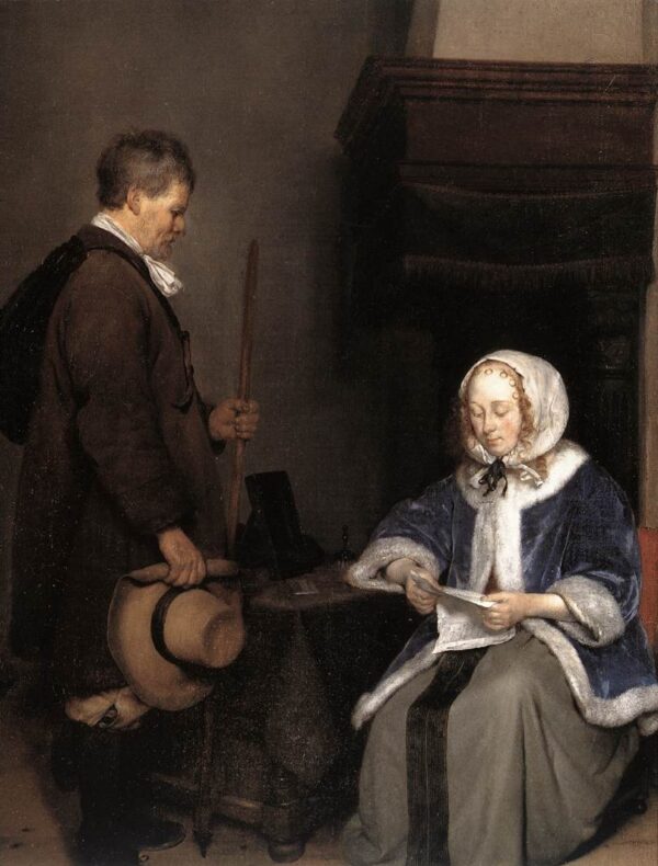 Lady Reading a Letter by Gerard ter Borch, hand-painted oil painting reproduction
