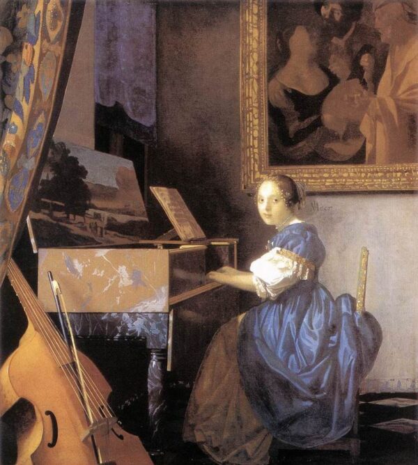 Lady Seated at a Virginal by Johannes Vermeer, hand-painted oil painting reproduction