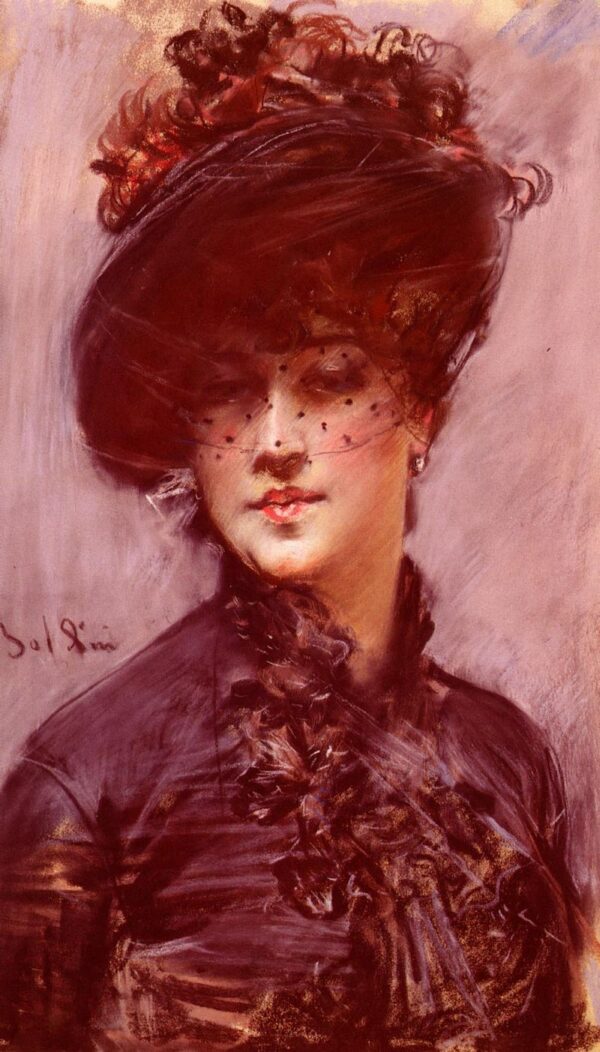 Lady With A Black Hat by Giovanni Boldini, hand-painted oil painting reproduction