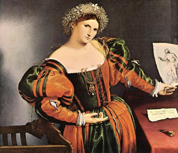 Lady With A Drawing Of Lucretia by Lorenzo Lotto, hand-painted oil painting reproduction