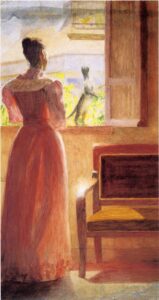 Lady by a Window by Thomas Pollock Anshutz, hand-painted oil painting reproduction