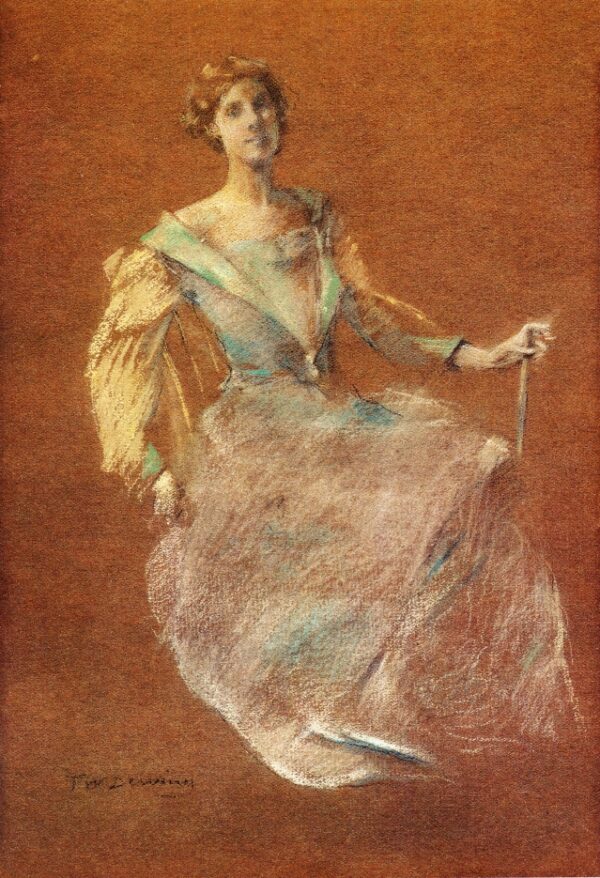 Lady in Blue by Thomas Wilmer Dewing, hand-painted oil painting reproduction