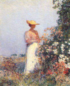 Lady in Flower Garden by Frederick Childe Hassam, hand-painted oil painting reproduction