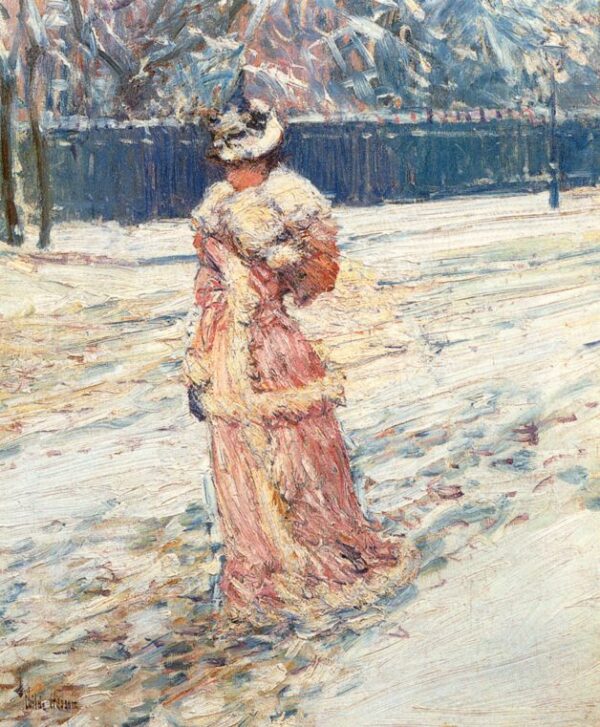 Lady in Pink by Frederick Childe Hassam, hand-painted oil painting reproduction