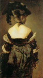 Lady with Feather Hat from Behind by Hans Makart, hand-painted oil painting reproduction