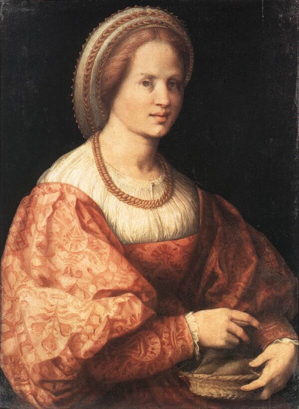 Lady with a Basket of Spindles by Jacopo Pontormo, hand-painted oil painting reproduction