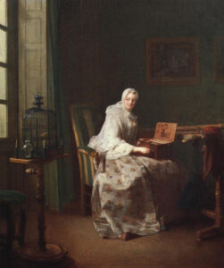 Lady with a Bird Organ 1753 by Jean-Baptiste-Siméon Chardin, hand-painted oil painting reproduction