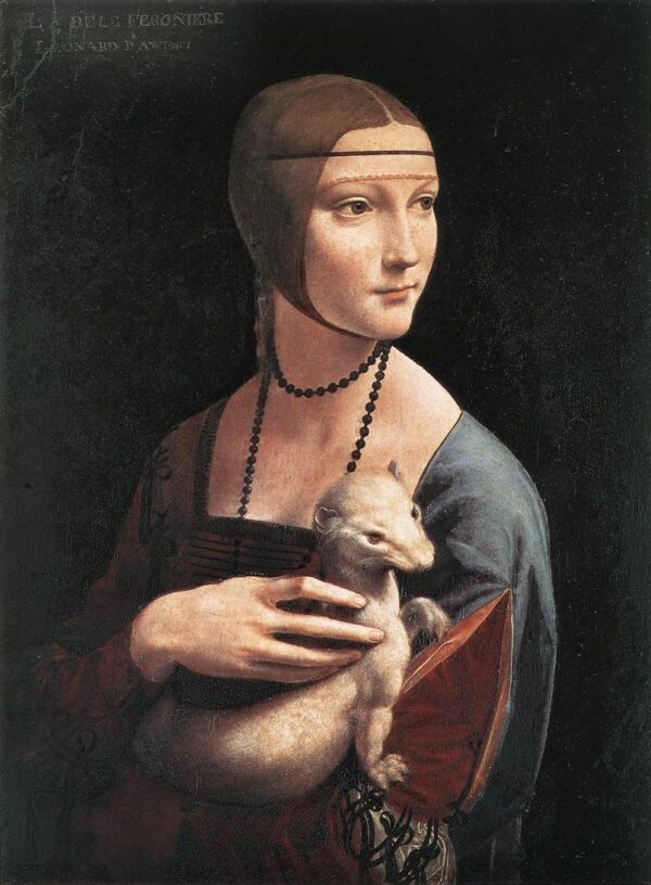 Lady with an Ermine by Leonardo da Vinci, hand-painted oil painting reproduction