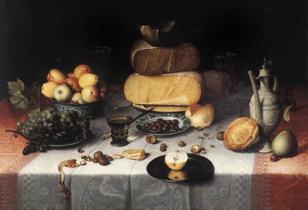 Laid Table with Cheeses and Fruit by Floris Claesz van Dijck, hand-painted oil painting reproduction