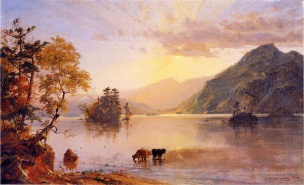 Lake George – Sun Behind a Cloud by Jasper Francis Cropsey, hand-painted oil painting reproduction