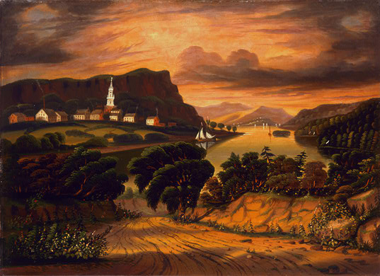 Lake George and the Village of Caldwell by Thomas Chambers, hand-painted oil reproduction