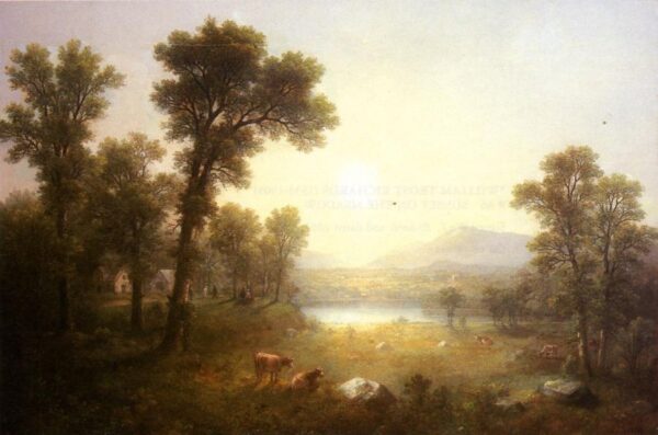 Lake Scene in the Mountains by Asher B Durand, hand-painted oil painting reproduction