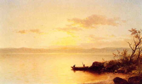 Lake at Sunset by John William Casilear, hand-painted oil painting reproduction