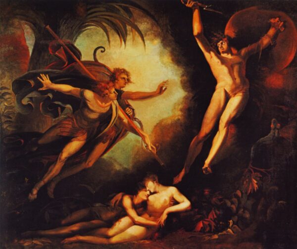 Satan Starting at the Touch of Ithuriel’s Lance by Henry Fuseli, hand-painted oil painting reproduction