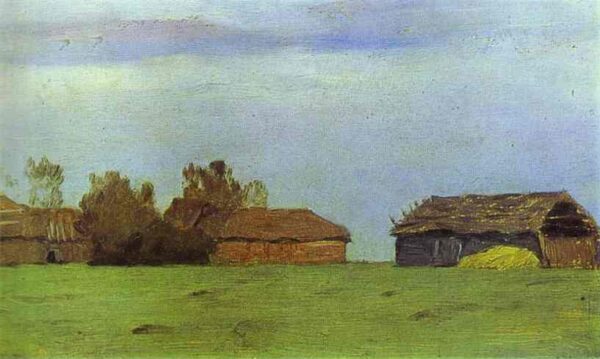 Landscape With Buildings by Isaac Levitan, hand-painted oil painting reproduction