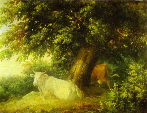 Landscape With Cows by Mikhail Lebedev, hand-painted oil painting reproduction