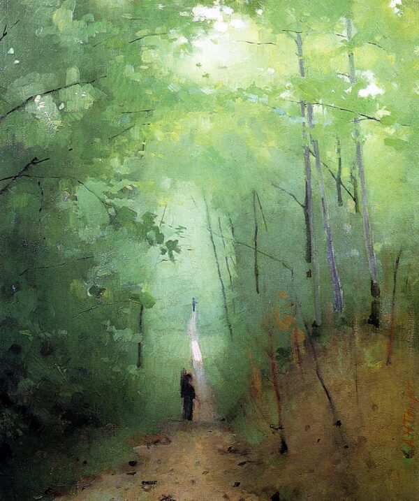 Landscape at Fontainebleau Forest by Abbott Handerson Thayer, hand-painted oil painting reproduction