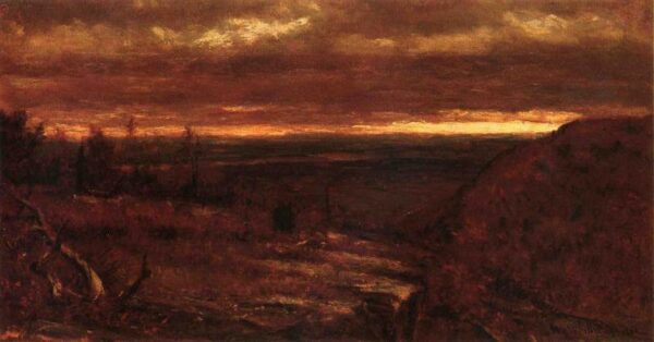 Landscape at Sunset by Thomas Worthington Whittredge, hand-painted oil painting reproduction