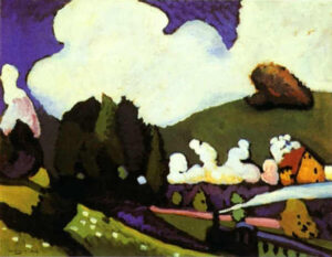 Landscape near Murnau with a Locomotive by Wassily Kandinsky, hand-painted oil painting reproduction