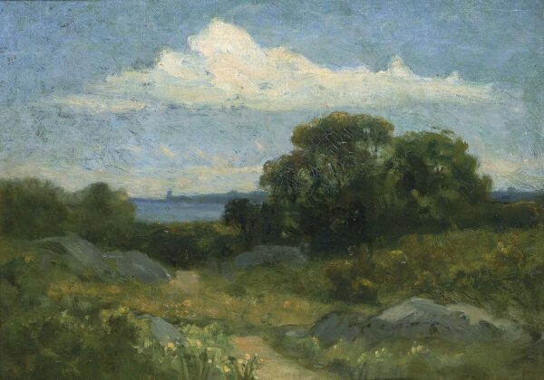 Landscape (trees and rocks by lake) by Edward Mitchell Bannister, hand-painted oil painting reproduction