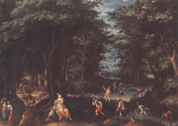 Landscape with Leto and Peasants of Lykia by Francisco Collantes, hand-painted oil painting reproduction