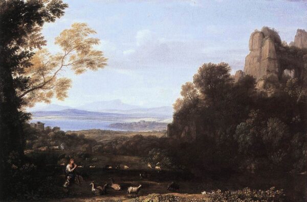 Landscape with Apollo and Mercury by Claude Lorrain, hand-painted oil painting reproduction