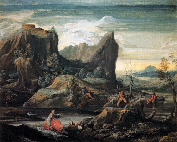 Landscape with Bathers by Agostino Carracci, hand-painted oil painting reproduction