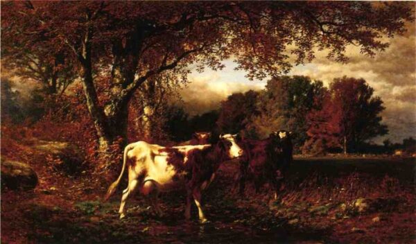 Landscape with Cattle by James McDougal Hart, hand-painted oil painting reproduction