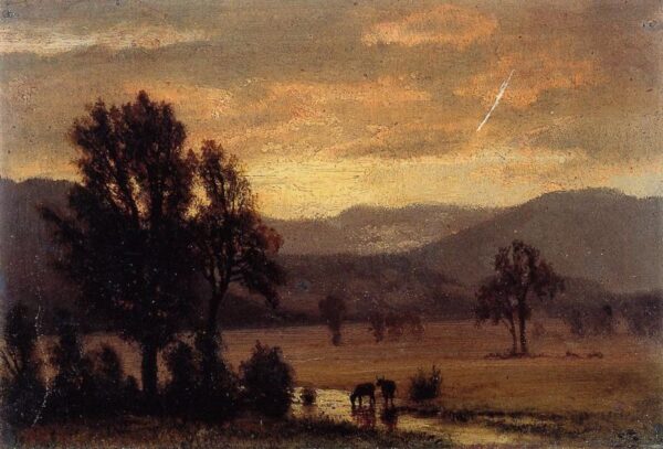 Landscape with Cattle by Albert Bierstadt, hand-painted oil painting reproduction