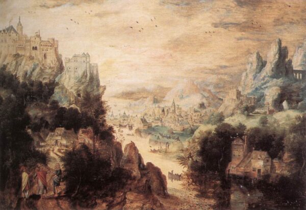 Landscape with Christ and the Men of Emmaus by Henri Met de Bles, hand-painted oil painting reproduction