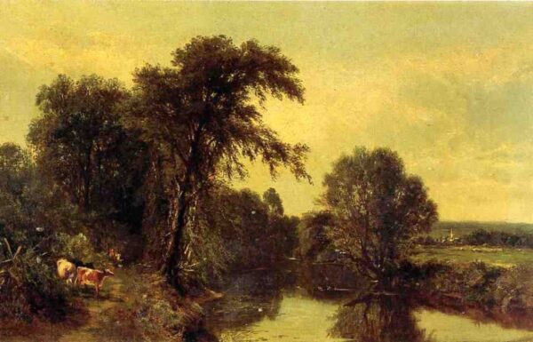 Landscape with Cows by James McDougal Hart, hand-painted oil painting reproduction