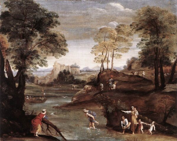 Landscape with Ford by Domenichino, hand-painted oil painting reproduction