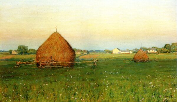 Landscape with Haystacks by Henry Dearth, hand-painted oil painting reproduction