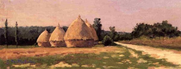 Landscape with Haystacks by Gustave Caillebotte, hand-painted oil painting reproduction