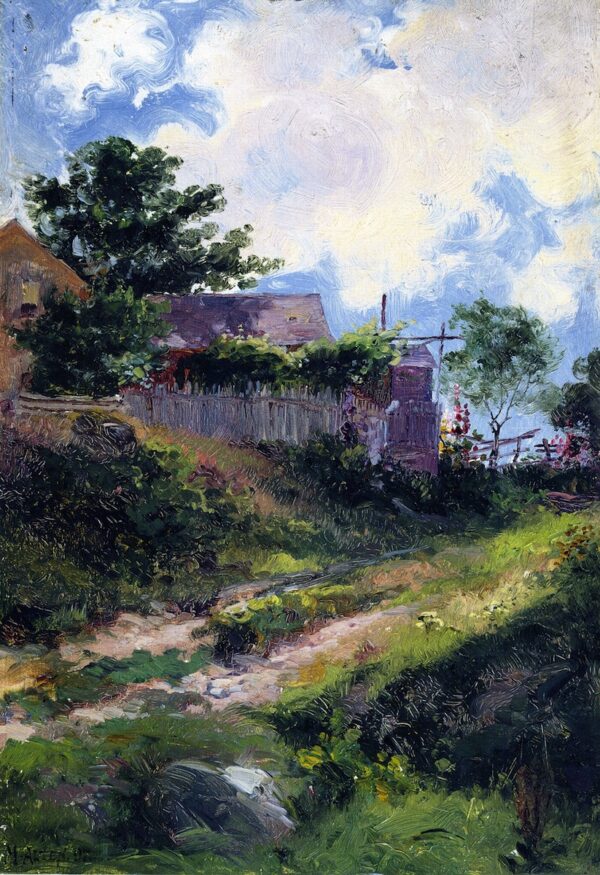 Landscape with House and Fence by Mathias J Alten, hand-painted oil painting reproduction