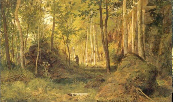 Landscape with Hunter by Ivan Shishkin, hand-painted oil painting reproduction