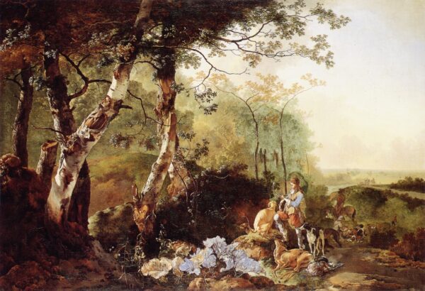 Landscape with Hunters by Adam Pynacker, hand-painted oil painting reproduction