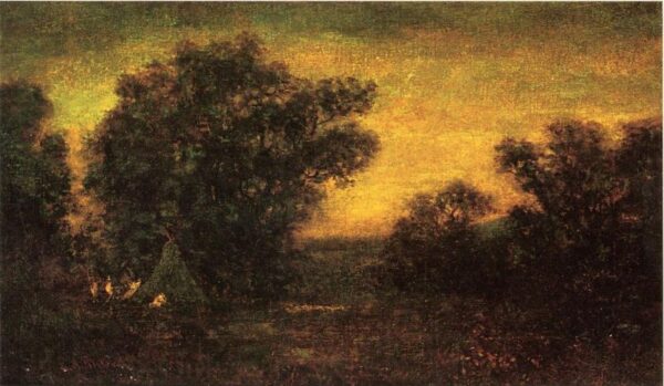 Landscape with Indian Encampment by Ralph Albert Blakelock, hand-painted oil painting reproduction