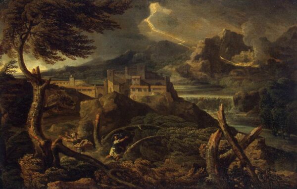 Landscape with Lightning by Gaspard Dughet, hand-painted oil painting reproduction