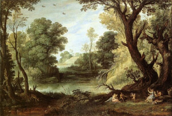 Landscape with Nymphs and Satyrs by Paul Bril, hand-painted oil painting reproduction